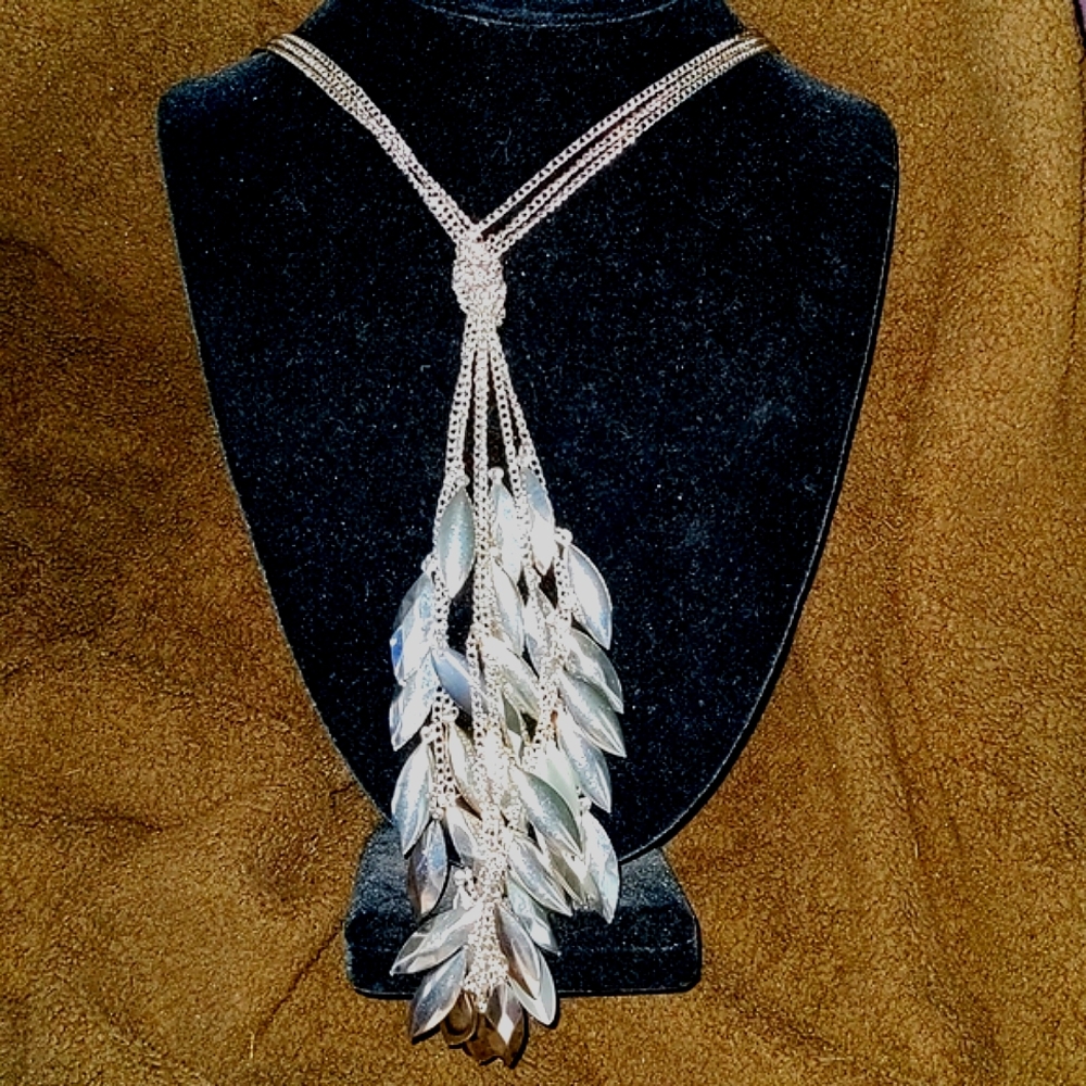 ❤️ Multi Strand Silver Long Necklace Unique
